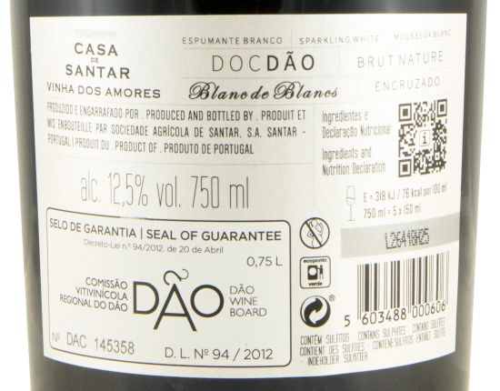 2017 Espumante Casa de Santar Vinha dos Amores Encruzado Blanc de Blancs Bruto Natural