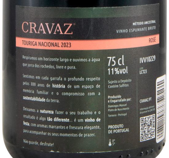 2023 Espumante Cravaz Ancestral Touriga Nacional Bruto rosé