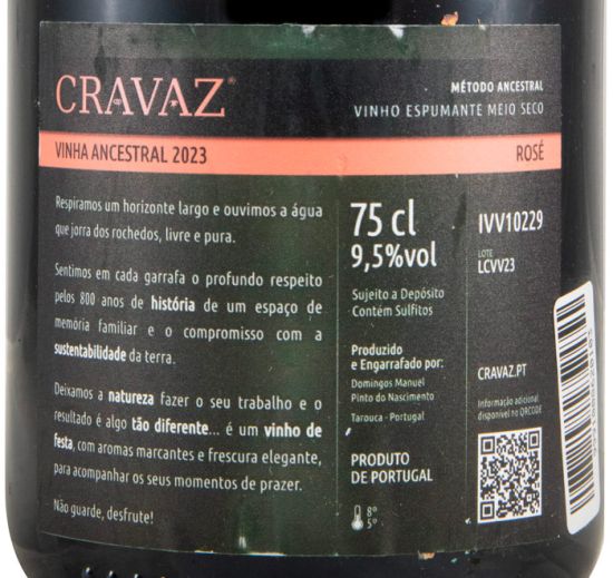 2023 Espumante Cravaz Ancestral Vinha Ancestral Meio Seco rosé