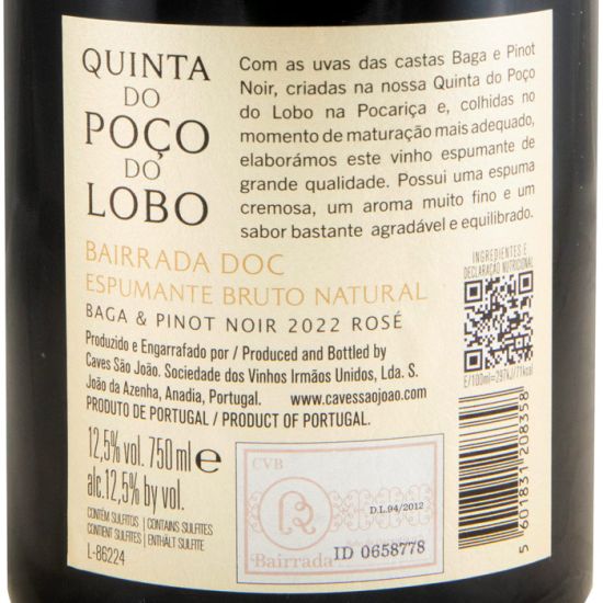 2022 Espumante Quinta do Poço do Lobo Bruto Natural rosé