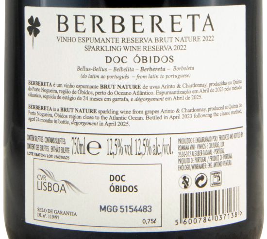 2022 Espumante Berbereta Reserva Bruto Natural