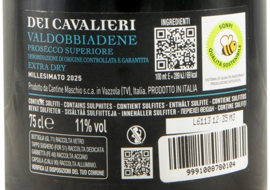 2025 Espumante Prosecco Maschio dei Cavalieri Valdobbiadene Extra Seco