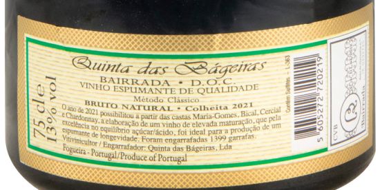 2021 Espumante Quinta das Bágeiras Grande Reserva Bruto Natural