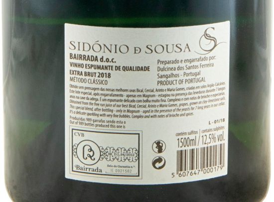 2018 Espumante Sidónio de Sousa Special Cuvée Extra Bruto 1,5L