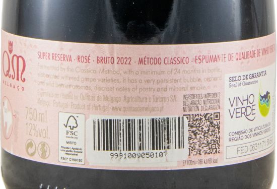 2022 Espumante Quintas de Melgaço QM Super Reserva Bruto rosé