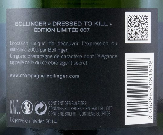 2009 Champagne Bollinger Bond 007 Spectre Millésime Bruto