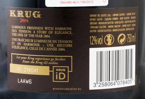 2004 Champagne Krug Vintage Bruto