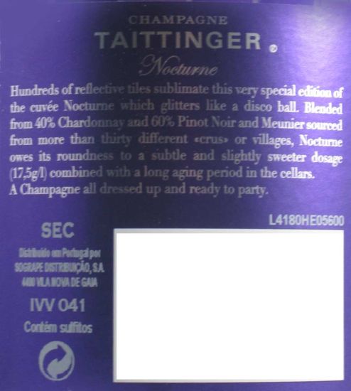 Champagne Taittinger Nocturne Disco Edition Sleever Sec