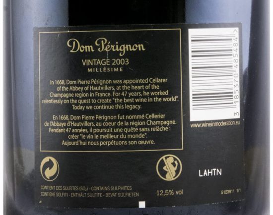 2003 Champagne Dom Pérignon Brut