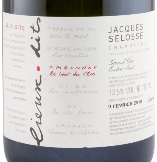 Champagne Jacques Selosse Lieux-Dits Le Bout du Clos Extra Brut