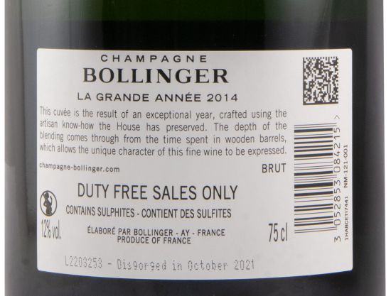 2014 Champagne Bollinger La Grande Année Brut