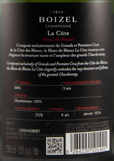 Champagne Boizel La Côte Blanc de Blancs Bruto