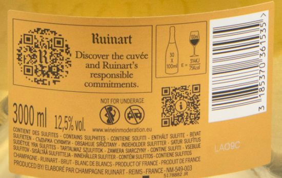 Champagne Ruinart Blanc de Blancs Brut 3L
