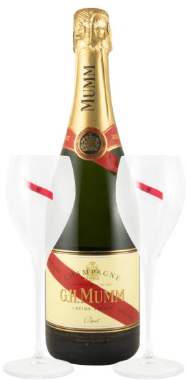 Set Champagne Mumm Cordon Rouge Brut w/2 Flute Glasses