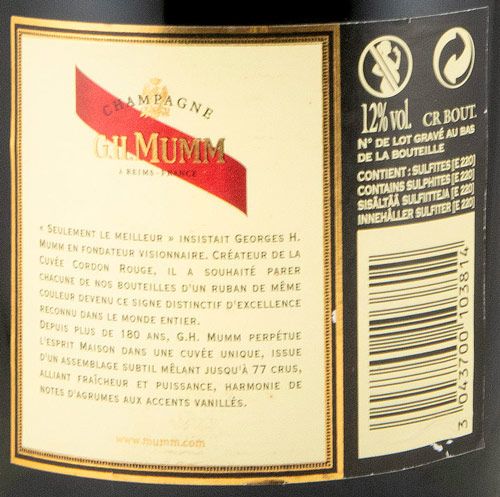 Set Champagne Mumm Cordon Rouge Brut w/2 Flute Glasses