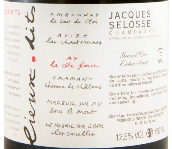 Champagne Jacques Selosse La Côte Faron Blanc de Noirs Brut