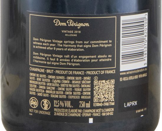 2018 Champagne Dom Pérignon Bruto (sem estojo)
