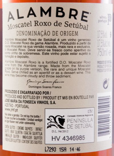 2012 Moscatel Roxo de Setúbal José Maria da Fonseca Alambre