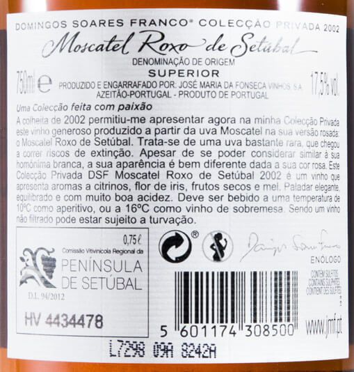 2002 Moscatel Roxo de Setúbal Domingos Soares Franco Colecção Privada c/Copo