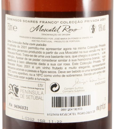2001 Moscatel Roxo de Setúbal José Maria da Fonseca DSF Colecção Privada Limited Edition