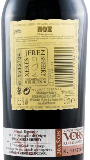 Gonzalez Byass Noe Pedro Ximenex VORS 30 anos 37,5cl