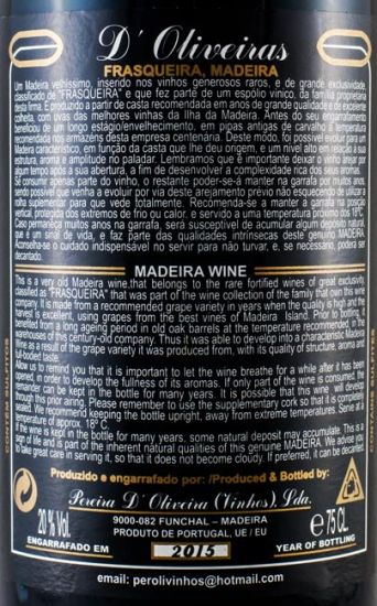 1908 Madeira D'Oliveiras Boal Frasqueira