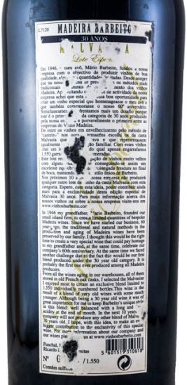 Madeira Barbeito Lote Especial Malvasia 30 years