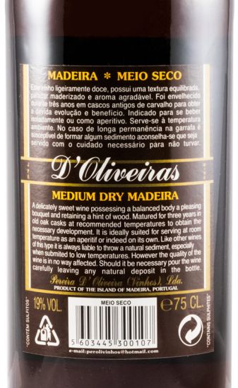 Madeira D'Oliveiras Meio Seco 3 years