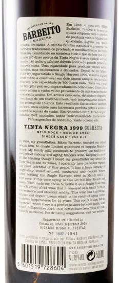 1999 Madeira Barbeito Single Cask 252 D+E Colheita 50cl