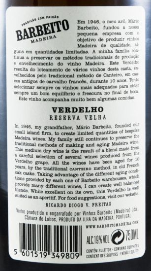 Madeira Barbeito Verdelho 10 anos
