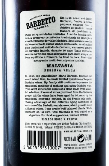 Madeira Barbeito Malvasia 10 anos