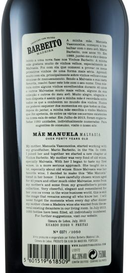 Madeira Barbeito Mãe Manuela Malvasia 40 years