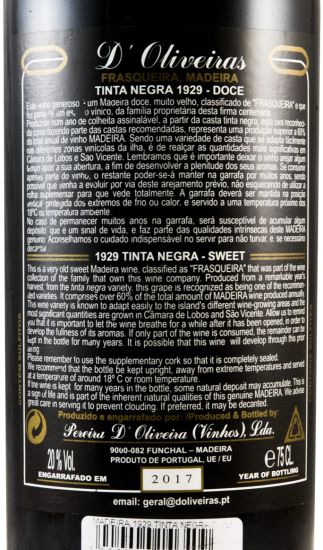 1929 Madeira D'Oliveiras Doce Tinta Negra
