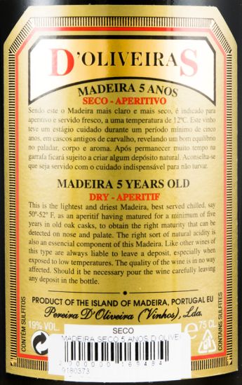 Madeira D'Oliveiras Seco 5 years