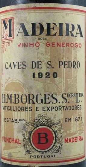 1920 Madeira H. M. Borges Caves de S. Pedro Doce