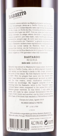 Madeira Barbeito Duas Pipas Bastardo Reserva 50cl