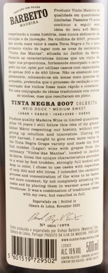 2007 Madeira Barbeito Vinha Velha das Mantas Tinta Negra Colheita 50cl