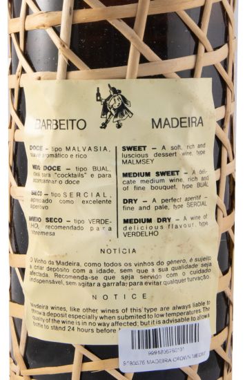 Madeira Barbeito Crown Medium Dry (garrafa empalhada)