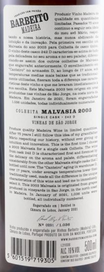 2003 Madeira Barbeito Malvasia 50cl