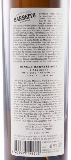 2009 Madeira Barbeito Single Harvest 50cl