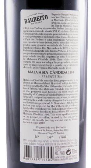 1996 Madeira Barbeito Malvasia-Cândida Frasqueira