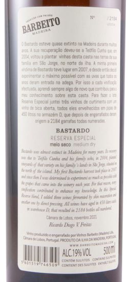 Madeira Barbeito Quatro Pipas Bastardo Special Reserve 50cl