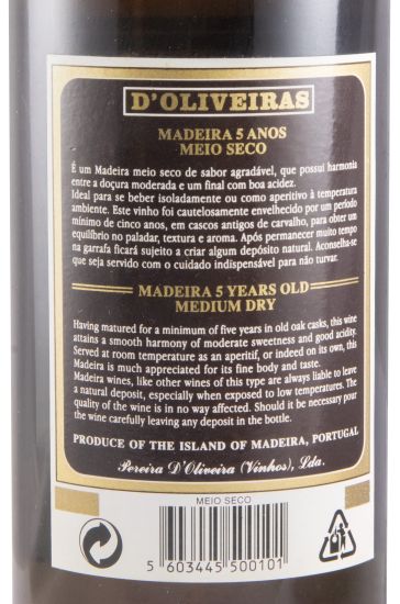 Madeira D'Oliveiras Medium Dry 5 years (former label)