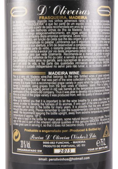 1850 Madeira D'Oliveiras Verdelho Frasqueira (bottled in 2015)
