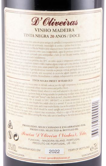 Madeira D'Oliveiras Tinta Negra Sweet 20 years