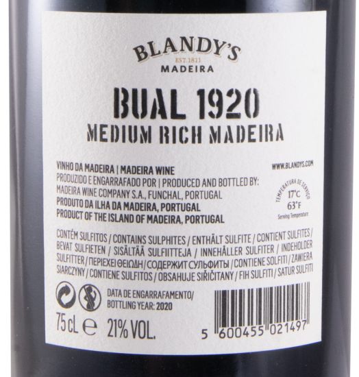1920 Madeira Blandy's Bual (bottled in 2020)