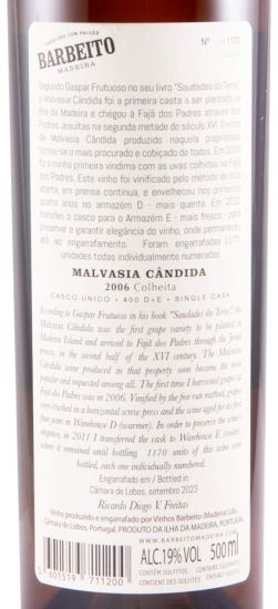 2006 Madeira Barbeito Malvasia Cândida 50cl