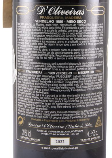 1989 Madeira D'Oliveiras Verdelho