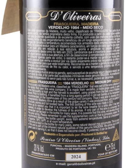1984 Madeira D'Oliveiras Verdelho Frasqueira