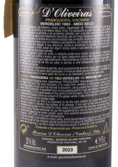 1983 Madeira D'Oliveiras Verdelho Frasqueira